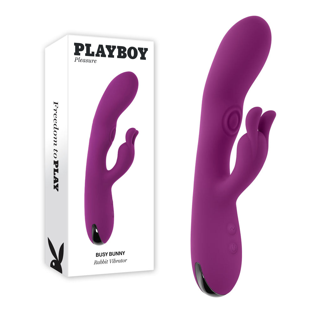 Playboy Pleasure BUSY BUNNY - Purple 22.6 cm USB Rechargeable Rabbit Vibrator with Tapping Shaft Playboy Pleasure